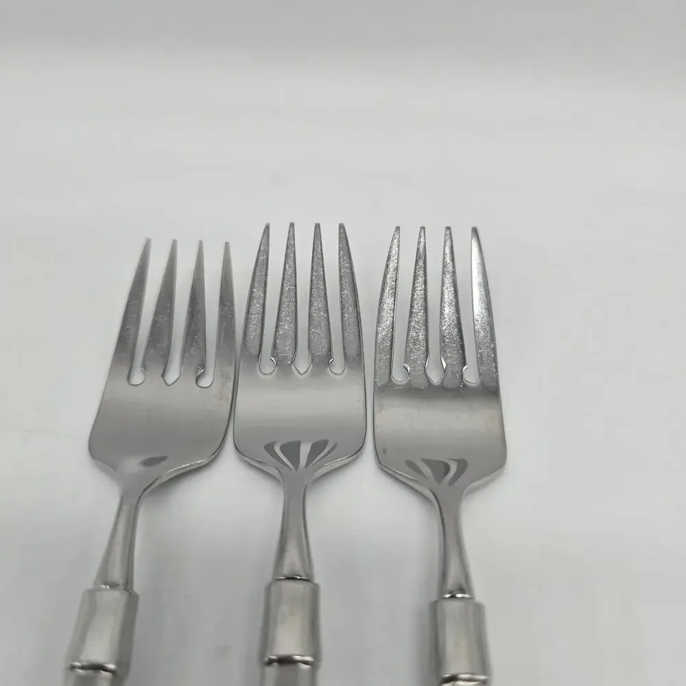 Oneida Act 1 Glossy Stainless Heirloom Cube Flatware Set of 3 Salad Desert Forks